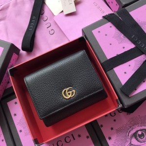 Gucci Perfect Quality black leather wallet with exterior pocket GC07WM035