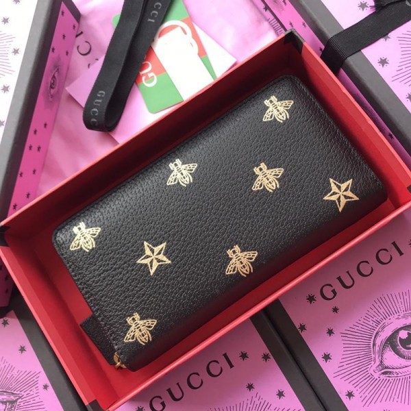 Gucci Perfect Quality black zipped purse with bee and star decorations GC07WM037