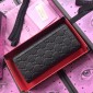 Replica Gucci Perfect Quality black leather wallet with exterior pocket GC07WM050