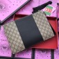 Replica Gucci Perfect Quality brown canvas black leather purse GC07WM060