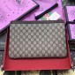 Replica Gucci Perfect Quality light brown canvas dark brown leather purse GC07WM061