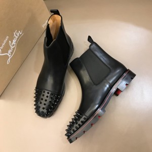 Christian Louboutin Chelsea MELON SPIKES Black Leather Boots MS021038