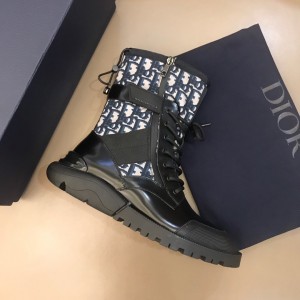 Dior Oblique Calfskin Boots Black/Deep Blue MS021044