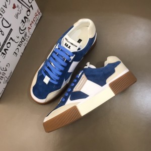 Dolce ＆ Gabbana White and blue suede with brown sole High Quality Sneakers MS021053