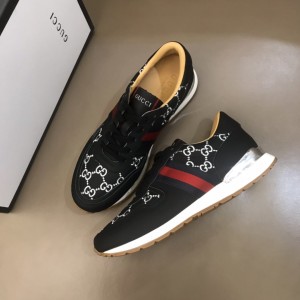 Gucci High Quality Sneakers Black and white GG embroidery and silver details MS021082