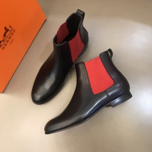 Hermes Chelsea Black and red Boots MS021089