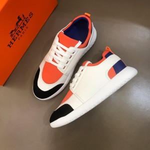 Hermes High Quality Sneakers White and Orange tongue with White sole MS021094