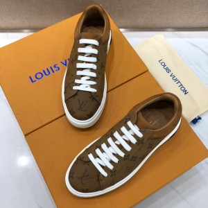 Louis Vuitton High Quality Sneakers Brown and Monogram print with white sole MS021097