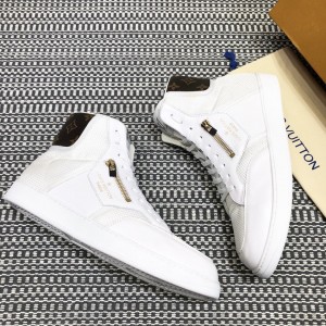 Louis Vuitton High-top High Quality Sneakers White and brown Monogram heel with white sole MS021098