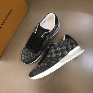 Louis Vuitton High Quality Sneakers Black jersey and Damier Graphite print with white sole MS021106