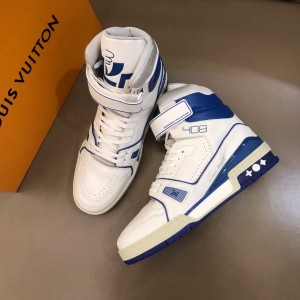 Louis Vuitton High Quality Sneakers White and blue leather details with white sole MS021114