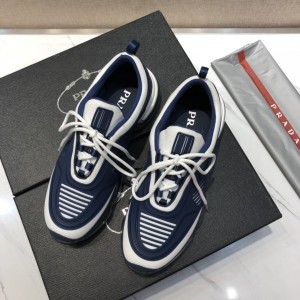 Prada High Quality Sneakers White and blue rubber trim with transparent sole MS021117