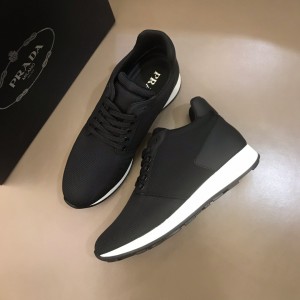 Prada High Quality Sneakers Black and black heel with white sole MS021122