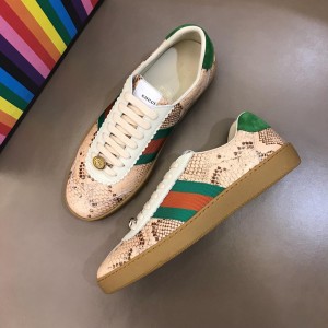 Gucci Perfect Quality Sneakers Brown snakeskin and Green and red ribbon with Brown rubber sole MS02681