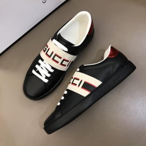 Gucci Perfect Quality Sneakers Black and Gucci jacquard stripe stretch with Black rubber sole MS02687