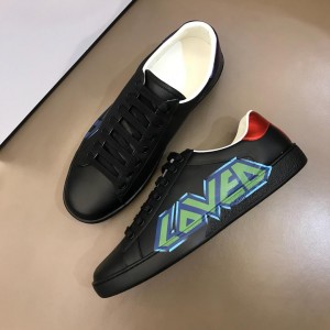 Gucci Perfect Quality Sneakers Black and  "Loved" print with Black rubber sole MS02698