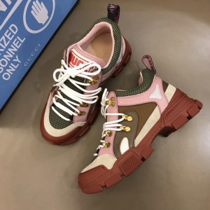 Gucci Perfect Quality Sneakers Pink and white suede with burgundy soles MS02706