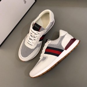 Gucci Perfect Quality Sneakers White and burgundy details with white sole MS02714