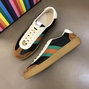 Gucci Perfect Quality Sneakers Black and brown suede with brown sole MS02717