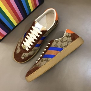 Gucci Perfect Quality Sneakers Beige GG canvas and Brown with Brown rubber sole MS02721