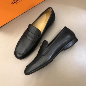 Hermes Black Leather Loafers MS02727