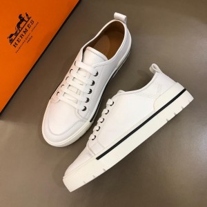 Hermes Perfect Quality Sneakers White and White rubber sole with White tongue MS02732