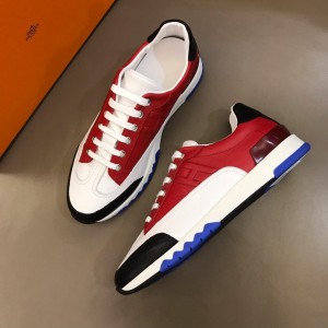 Hermes Perfect Quality Sneakers Red and Three-color sole with White tongue MS02738