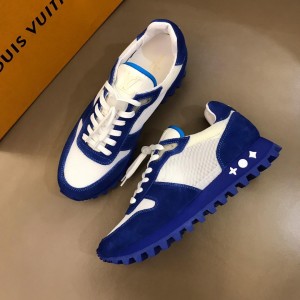 Louis Vuitton Perfect Quality Sneakers White and blue suede with blue sole MS02816