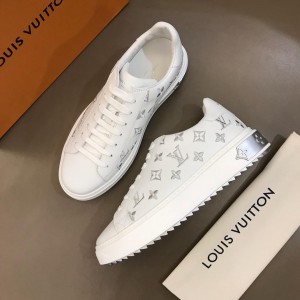 Louis Vuitton Perfect Quality Sneakers White and silver Monogram embroidery with white sole MS02847