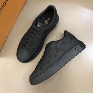 Louis Vuitton Fashion Sneakers Black and Black Monogram Embroidery with Black Sole MS02848