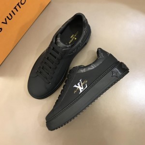 Louis Vuitton Fashion Sneakers Black and LV print with black sole MS02854