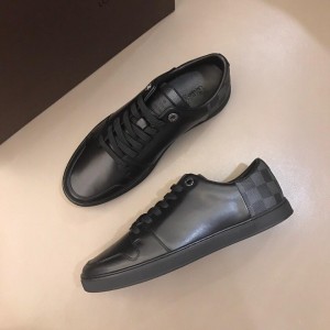 Louis Vuitton Fashion Sneakers Black and Damier Graphite Print Heels and Black Sole MS02868