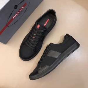 Prada Fashion Sneakers Black nylon and black leather details with black sole MS02946