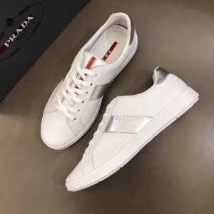 Prada Fashion Sneakers White and silver leather details with white sole MS02958