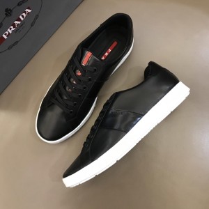 Prada Fashion Sneakers Black and Black leather details with white sole MS02959