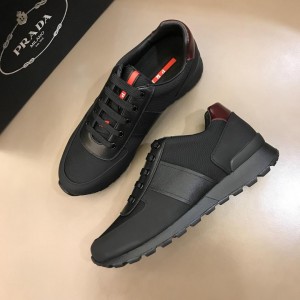 Prada Fashion Sneakers Black and red heel with black sole MS02971