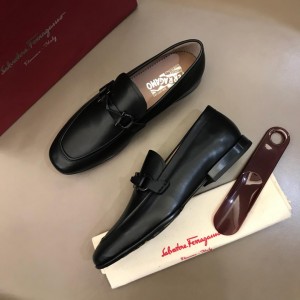 Salvatore Ferragamo Black Suede leather Fashion Perfect Quality Loafers With Black Buckle MS02998