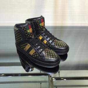 Gucci High Top High Quality Sneaker Black and yellow GG print with black sole MS05002