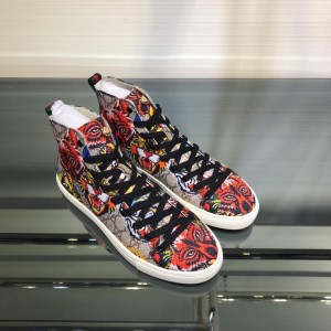 Gucci High Top High Quality Sneaker Red and wolf print with white sole MS05007