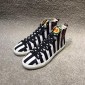 Replica Gucci High Top High Quality Sneaker Black and white stripes and snake print with white sole MS05009