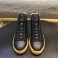 Replica Gucci High Top High Quality Sneaker Black and Donald Duck Print with Brown Sole MS05013