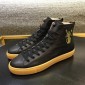 Replica Gucci High Top High Quality Sneaker Black and Donald Duck Print with Brown Sole MS05013