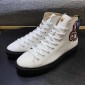 Replica Gucci High Top High Quality Sneaker White and snake print with black sole MS05014