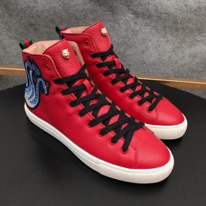 Gucci High Top High Quality Sneaker Red and three-headed snake print with white sole MS05015