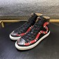 Replica Gucci High Top High Quality Sneaker Black and striped snake print with white sole MS05016