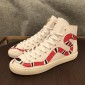 Replica Gucci High Top High Quality Sneaker White and striped snake print with white sole MS05018