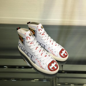 Gucci High Top High Quality Sneaker White and Gucci vintage print with white sole MS05026