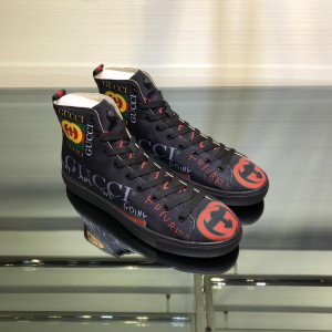 Gucci High Top High Quality Sneaker Black and Gucci vintage print with black sole MS05028