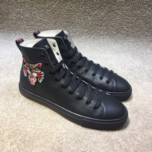 Gucci High Top High Quality Sneaker Black and cat print with black sole MS05032