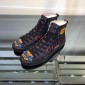 Replica Gucci High Top High Quality Sneaker Black and Gucci vintage print with black sole MS05033